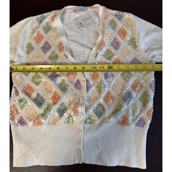 Isaac Mizrahi Live Sequin Beaded Short Sleeve Cardigan Sweater Size S - Picture 7 of 7